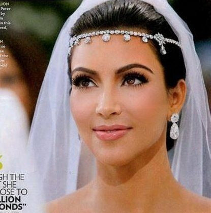 Tiara Testeira Headband Noiva Strass Prata Kim Kardashian
