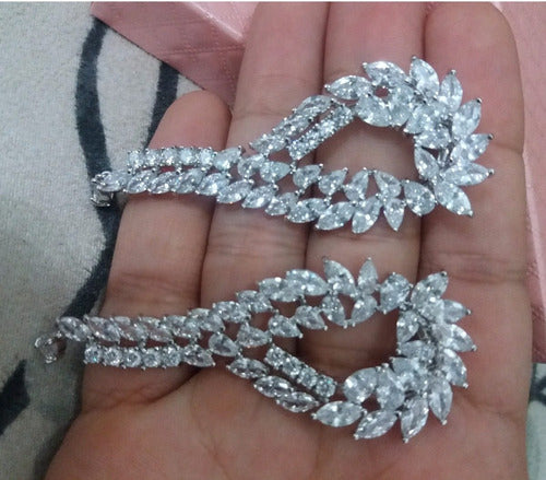 Brinco Zirconia Prata Noiva Festa Pendurado Debutante Grande