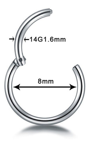 Piercing Argola Titânio Septo Helix Cartilagem 6 8 10 Mm