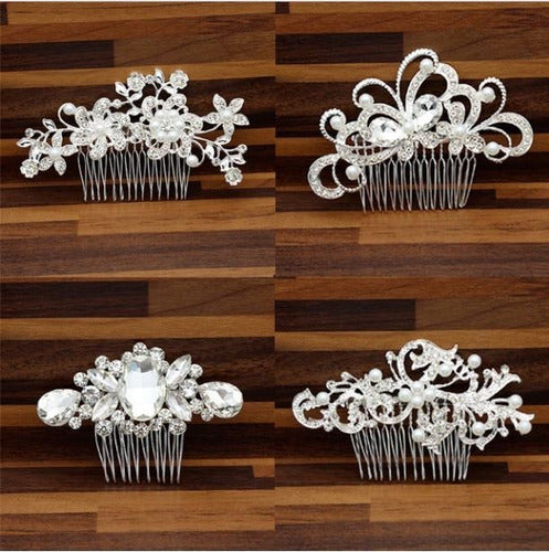 Arranjo Enfeite Cabelo Noiva Strass Cristal Prata Debutante