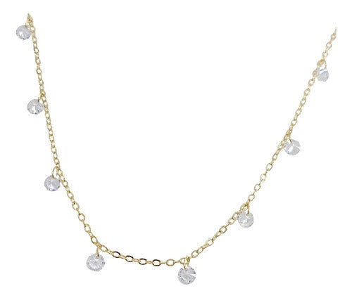 Colar Chocker Pedra Zirconia Folheado A Ouro 18k Semi Joia