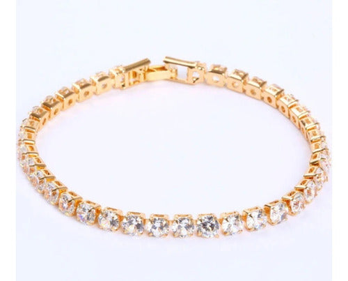 Pulseira Bracelete Riviera Dourada Zircônia Noiva Debutante