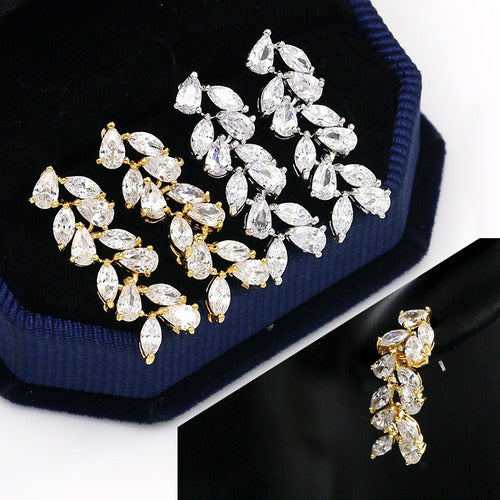 Conjunto Colar E Brinco Noiva Zircônia Prata Festa Debutante