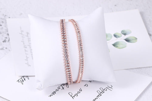 Pulseira Bracelete Dourada Rosê Com Zircônia Noiva Debutante