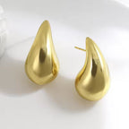 Brinco Grande Gota Gorda Lagrima Virgula Roliço Moda Folhead