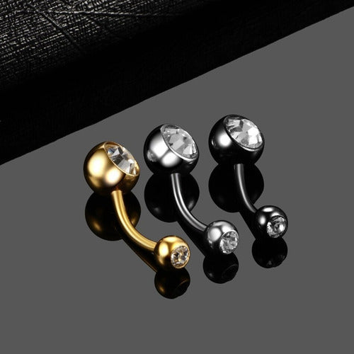 Piercing De Umbigo 100% Titânio Dourado Prata