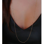 Colar Corrente Bolinhas Folheado Dourado Semi Joia 70 Cm