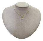 Colar Símbolo Da Paz Hippie Pedra Zirconia F. Ouro Semijoia