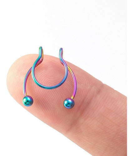 Piercing Nariz Septo Argola Falso Dourado Prata Preto Aço
