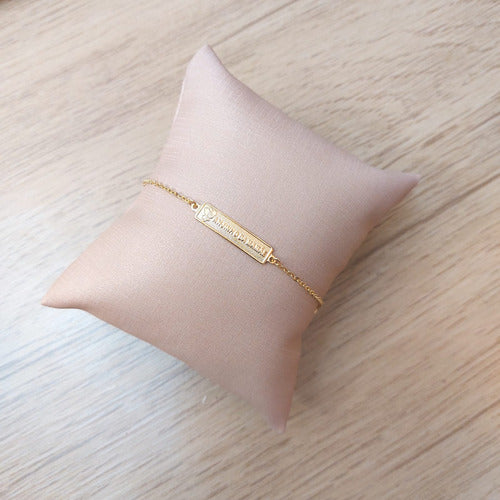 Pulseira Plaquinha Infantil F. Ouro 18k Semijoia Bebê Baby