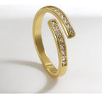 Anel Pedra Zirconia Festa Dourado Ajustável Folheado Delicad