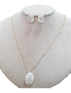 Conjunto Colar E Brinco Zirconia Fusion Tifann Oval Grande
