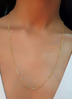 Colar De Bolinhas F. Ouro 18k Dourado Semi Joia 80 Cm
