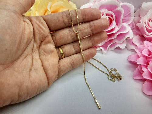 Colar Gravatinha Palito Folheado A Ouro 18k Dourado Semijoia