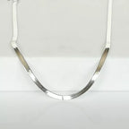 Colar Fita Laminado Pele De Cobra Prata Aço Inoxidável 4 Mm