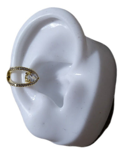 Piercing De Argola Falso Fake Dourado Pedra Zirconia F. Ouro
