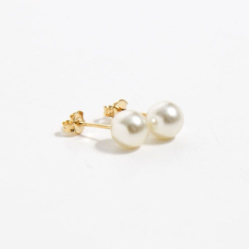 Brinco Perola Pequeno Infantil F. Ouro 18k 6 Mm Com Garantia