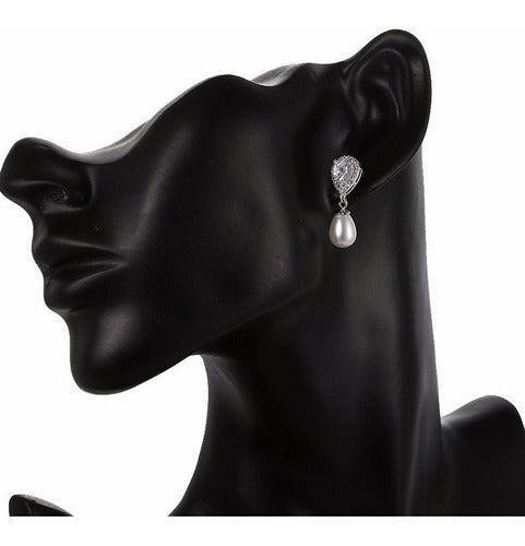 Brinco Noiva Zirconia E Pérola Dourado Delicado Luxo Barato