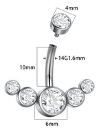 Piercing De Umbigo Pequeno Pedra Strass Aço Cirúrgico