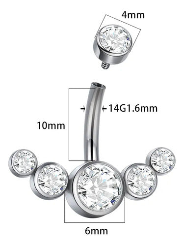 Piercing De Umbigo Pequeno Pedra Strass Aço Cirúrgico