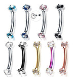 Piercing Sombracelha Banana Aço Cirúrgic Pedra Zircônia 3 Mm
