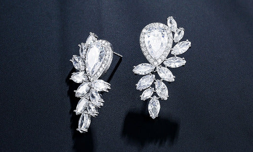Brinco De Zirconia Noiva Festa Casamento Madrinha Prata Fixo
