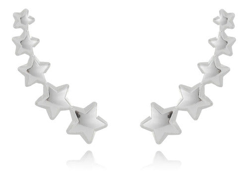 Brinco Ear Cuff  Estrelas Folheado A Prata Antialérgico