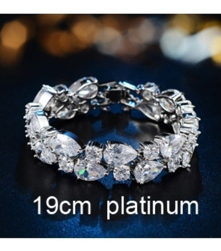 Pulseira Bracelete Prata Com Zircônia Noiva Debutante Gota