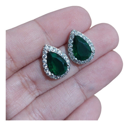 Brinco Pedra Zirconia Prata Gota Debutante Azul Claro Festa