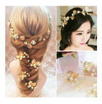 6 Arranjos Enfeite Aplique Dourado Cabelo Noiva Perola Dama
