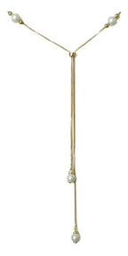Colar Gravatinha Pérola F. Ouro 18k Dourado 80 Cm