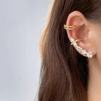 Brinco Ear Cuff Noiva Pedra Zirconia Dourado Festa Debutante