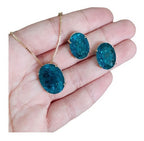 Conjunto Colar E Brinco Zirconia Fusion Tiffan Oval Verde