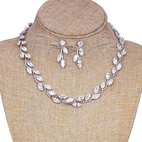 Conjunto Colar E Brinco Noiva Zircônia Prata Festa Debutante