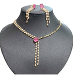 Conjunto Colar E Brinco Zircônia Pérola Rosa Lilás Festa