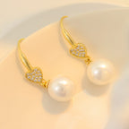 Brinco Perola Zirconia Pendurado Delicado Festa Dourado