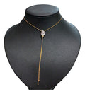 Colar Gravatinha Zirconia F Ouro 18k Dourado Festa Luxo Gota