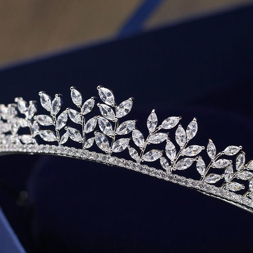 Coroa Tiara Cabelo Noiva Prata Zirconia Princesa Luxo