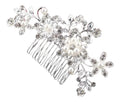 Arranjo Enfeite Cabelo Noiva Prata Strass Perola Barato