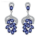 Brinco Noiva Zirconia Azul Prata Festa Madrinha Formatura