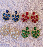 Brinco Dourado Noiva Pedra Zirconia Verde Azul Vermelhofesta