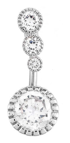 Piercing De Umbigo Invertido Dourado Prata Pedra Zirconia