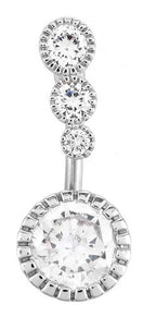 Piercing De Umbigo Invertido Dourado Prata Pedra Zirconia