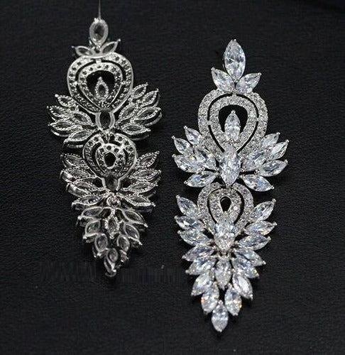 Brinco Noiva Pedra Zirconia Prata Debutante Grande Pendurado