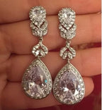 Brinco Noiva Pedra Zirconia Prata Festa Debutante Gota