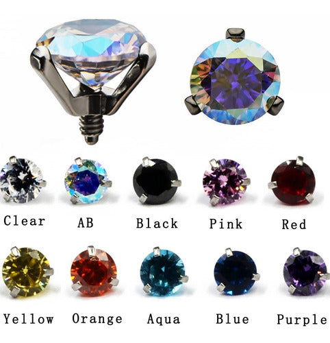 Piercing Microdermal Topo Zirconia Pedra 4mm Aço Colorido