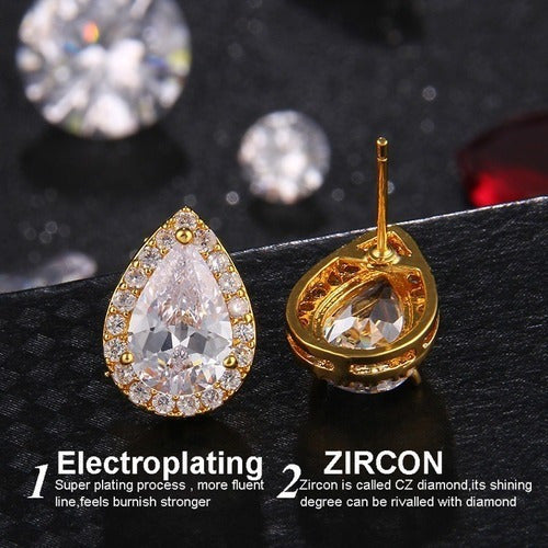 Brinco Noiva Pedra Zirconia Dourado Ou Prata Gota 15 Anos