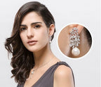 Brinco Zirconia E Pérola Prata Noiva Pendurado Delicado Fest