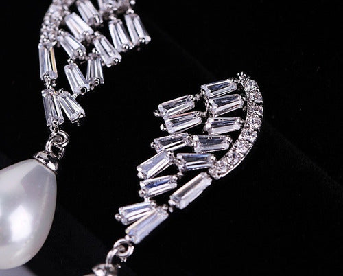 Brinco Pérola E Zirconia Noiva Pequeno Delicado Prata Gota