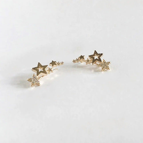 Brinco Ear Cuff  Pedra Zirconia Prata Dourado Estrela Pequen